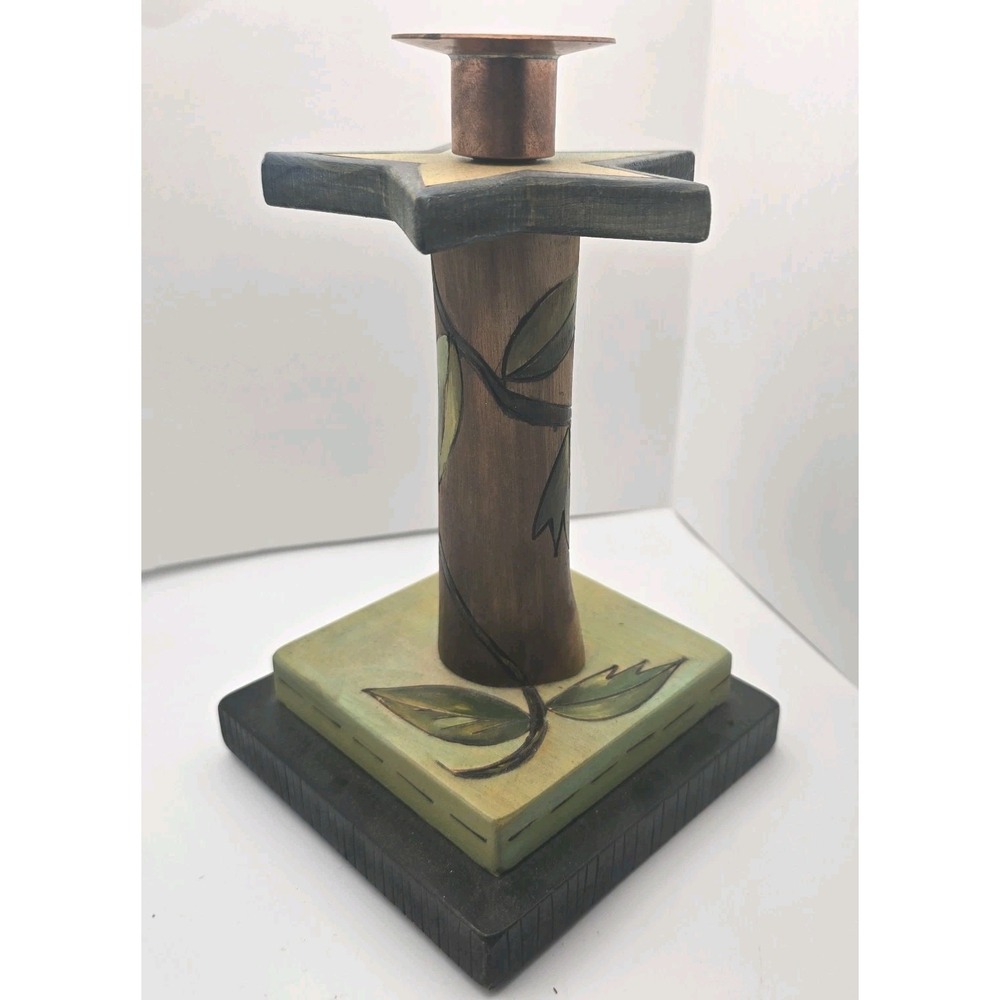 Sticks Whimsical Candlestick Holder Hand Painted Wood by Sarah Grant Sculpted
